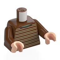 Torso Sweater, Tan and Dark Brown Stripes print, Reddish Brown Arms, Light Nougat Hands Rotbraun