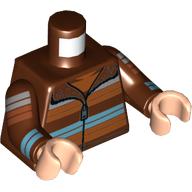 Torso Jacket with Dark Orange/Medium Azure/White Striped Sweater, Zipper, and Fur Print, Reddish Brown Arms, Light Nougat Hands Rotbraun