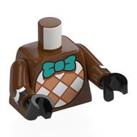 Torso, Medium Nougat/White Argyle Chest, Dark Turquoise Bowtie print, Reddish Brown Arms, Black Hands Rotbraun