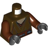 Torso Belted Jedi Robe and Dark Tan Shirt Print, Reddish Brown Arms, Black Hands Dark Brown