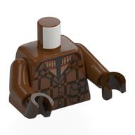 Torso, Coat, Dark Brown Plaid, Pockets, Orange Sweater, Zipper print, Reddish Brown Arms, Dark Brown Hands Rotbraun