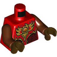 Torso Armor with Dark Red Plates, Gold Fire Emblem with Orange Orb (CHI) Print, Reddish Brown Arms, Dark Brown Hands Rot