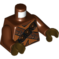 Torso Robe, Dark Brown Crossed Belts with Pouches and Torn Cloth Print (Jawa), Reddish Brown Arms, Dark Brown Hands Rotbraun