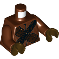 Torso Robe, Dark Brown Crossed Belts with Pouches Print (Jawa), Reddish Brown Arms, Dark Brown Hands Rotbraun