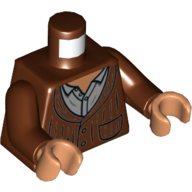 Torso Jacket, Pockets, Over Dark Bluish Gray Shirt Print, Reddish Brown Arms, Nougat Hands Rotbraun