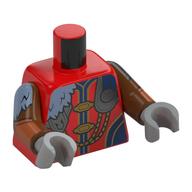 Torso, Sand Blue Fur, Silver Clasps, Gold Chain, Clasps, Trim, Dark Blue Decorations print, Reddish Brown Arms, Light Bluish Gray Hands Red
