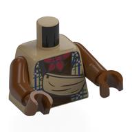 Torso, Jacket with Dark Blue Stripes, Dark Brown Shirt, Red Handkerchief, Tan Bag print, Reddish Brown Arms and Hands Dunkelbeige