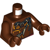 Torso Bare Chest with Bone Necklace and Body Paint Print, Reddish Brown Arms and Hands Rotbraun