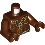 Torso Bare Chest with Skull Necklace and Body Paint Print, Reddish Brown Arms and Hands Reddish Brown