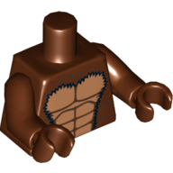 Torso Bare Chest with Muscles Outline and Black Hair Print, Reddish Brown Arms and Hands Rotbraun