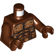 Torso Muscles Outline Print, Reddish Brown Arms and Hands Reddish Brown