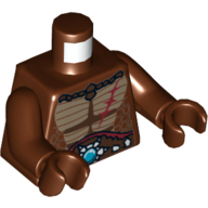 Torso Crocodile Skin with Dark Red Scar and Chi Orb Print, Reddish Brown Arms and Hands Reddish Brown