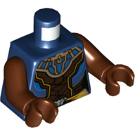 Torso Armor, Dark Brown, Blue, and Gold Panels Print, Reddish Brown Arms and Hands Dunkelblau