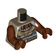 Torso, Monkey Face, Sand Blue Decorations print, Reddish Brown Arms, Reddish Brown Hands Dark Tan