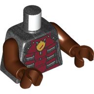 Torso, Dark Red Armor, Orange Flame print, Reddish Brown Arms, Reddish Brown Hands Pearl Titanium