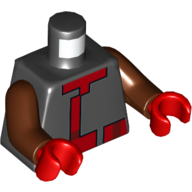 Torso Robes, Pixelated Red Trim / Red Cross on Back Print, Reddish Brown Arms, Red Hands Black