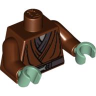 Torso Jedi Robe, Silver Snaffle Bit Buckle Print (Kit Fisto), Reddish Brown Arms, Sand Green Hands Reddish Brown