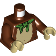 Torso Fur Monkey Stomach with Green Neckerchief Print, Reddish Brown Arms, Tan Hands Rotbraun