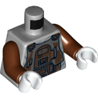 Torso Armor with Rusty/Dirty Plates Print (Dengar), Reddish Brown Arms, White Hands Hellblaugrau