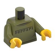Torso Sweater with 'Ferrari' print, Olive Green Arms, Yellow Hands Olive Green
