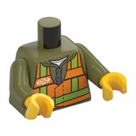 Torso Safety Vest with Train Logo Print on Both Sides, Olive Green Arms, Yellow Hands Olivgrün