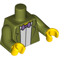 Torso Jacket, Lavender Bow Tie and White Shirt Print, Olive Green, Yellow Hands Olive Green