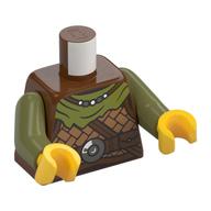 Torso, Scale Armor, Olive Green Cloak, Dark Brown Straps print, Olive Green Arms, Yellow Hands Rotbraun