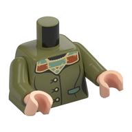 Torso Jacket, Buttons, Sand Green/Dark Orange Stitched Collar print, Olive Green Arms, Light Nougat Hands Olivgrün