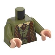 Torso Robe, Gold and Medium Nougat Trim, Decorations, Vest, Dark Orange Tie with Gold Pin print, Olive Green Arms, Medium Nougat Hands Olivgrün