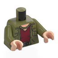 Torso, Jacket, Black Belt, Dark Red Shirt print, Olive Green Arms, Light Nougat Hands Olive Green