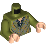 Torso Tunic, Elven Gold Decorations Print, Olive Green Arms, Light Nougat Hands Olivgrün