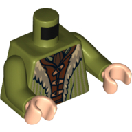 Torso Coat with Tan Fur Lining over Reddish Brown Shirt Print, Olive Green Arms, Light Nougat Hands Olivgrün
