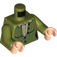 Torso Knitted Sweater, Dark Tan Shirt Print, Olive Green Arms, Light Nougat Hands Olive Green