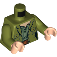 Torso Jacket, Pockets, Buttons, Sand Green Shirt, Belt Print, Olive Green Arms, Light Nougat Hands Olivgrün