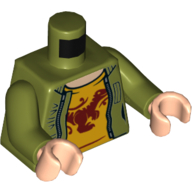 Torso Jacket, Yellow Shirt with Red Dino Print, Olive Green Arms, Light Nougat Hands Olivgrün
