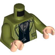 Torso, Striped Jacket, Black Vest, Dark Bluish Grey Shirt print, Olive Green Arms, Light Nougat Hands Olivgrün