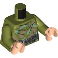 Torso, Sand Green/Dark Tan Camouflage, Black Utility Belt print, Olive Green Arms, Light Nougat Hands Olivgrün