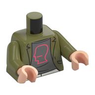 Torso, Jacket, Dark Bluish Grey Shirt, Coral Head Outline print, Olive Green Arms, Light Nougat Hands Olive Green