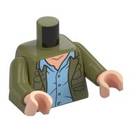 Torso Jacket, Bright Light Blue Shirt, Light Nougat Chest print, Olive Green Arms, Light Nougat Hands Olivgrün