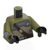Torso Armor with Dark Tan Panel, Dark Brown Shoulder Strap Print, Olive Green Arms, Black Hands Olivgrün
