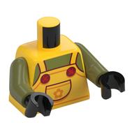 Torso, Yellow Overall, Red Buttons print, Olive Green Arms, Black Hands Gelb