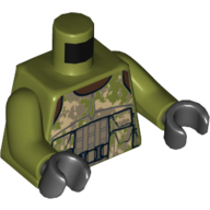 Torso Camouflage Elite Corps Trooper Body Armour Print, Olive Green Arms, Black Hands Olive Green