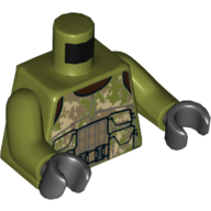 Torso Vest, Camouflage, Utility Belt, Pouches Print, Olive Green Arms, Black Hands Olive Green