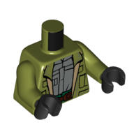 Torso, Jacket, Sand Blue Shirt, Reddish Brown Belt, Green pants print, Olive Green Arms, Black Hands Olive Green