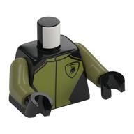 Torso, Racing Suit, Olive Green Chest, Black Lamborghini Bull print, Olive Green Arms, Black Hands Schwarz