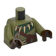 Torso, Dark Green Collar, Belt, Necklace with Fangs, Feathers, Reddish Brown Pouches, Strap print, Olive Green Arms, Dark Brown Hands Olivgrün