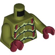 Torso Galaxy Squad Buggoid with Dark Red, Yellowish Green and Black Exoskeleton Print, Olive Green Arms, Dark Red Hands Olivgrün