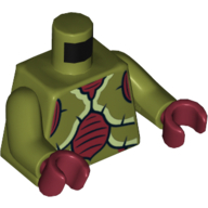 Torso Galaxy Squad Mosquitoid with Dark Red, Yellowish Green and Black Exoskeleton Print, Olive Green Arms, Dark Red Hands Olivgrün