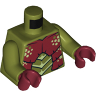 Torso Galaxy Squad Mantizoid with Dark Red, Yellowish Green and Black Exoskeleton Print, Olive Green Arms, Dark Red Hands Olive Green