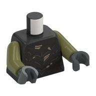 Torso Armor, Silver Spiked Plates, Tan Spots print, Olive Green Arms, Dark Bluish Gray Hands Perltitan